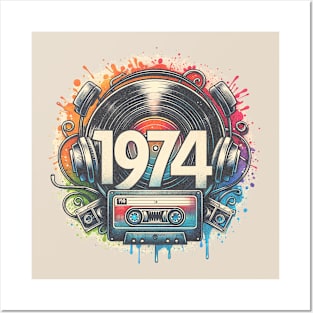 Born in 1974 Birthday Nostalgia: Vinyl record and cassette tapes, Born in '74 Posters and Art